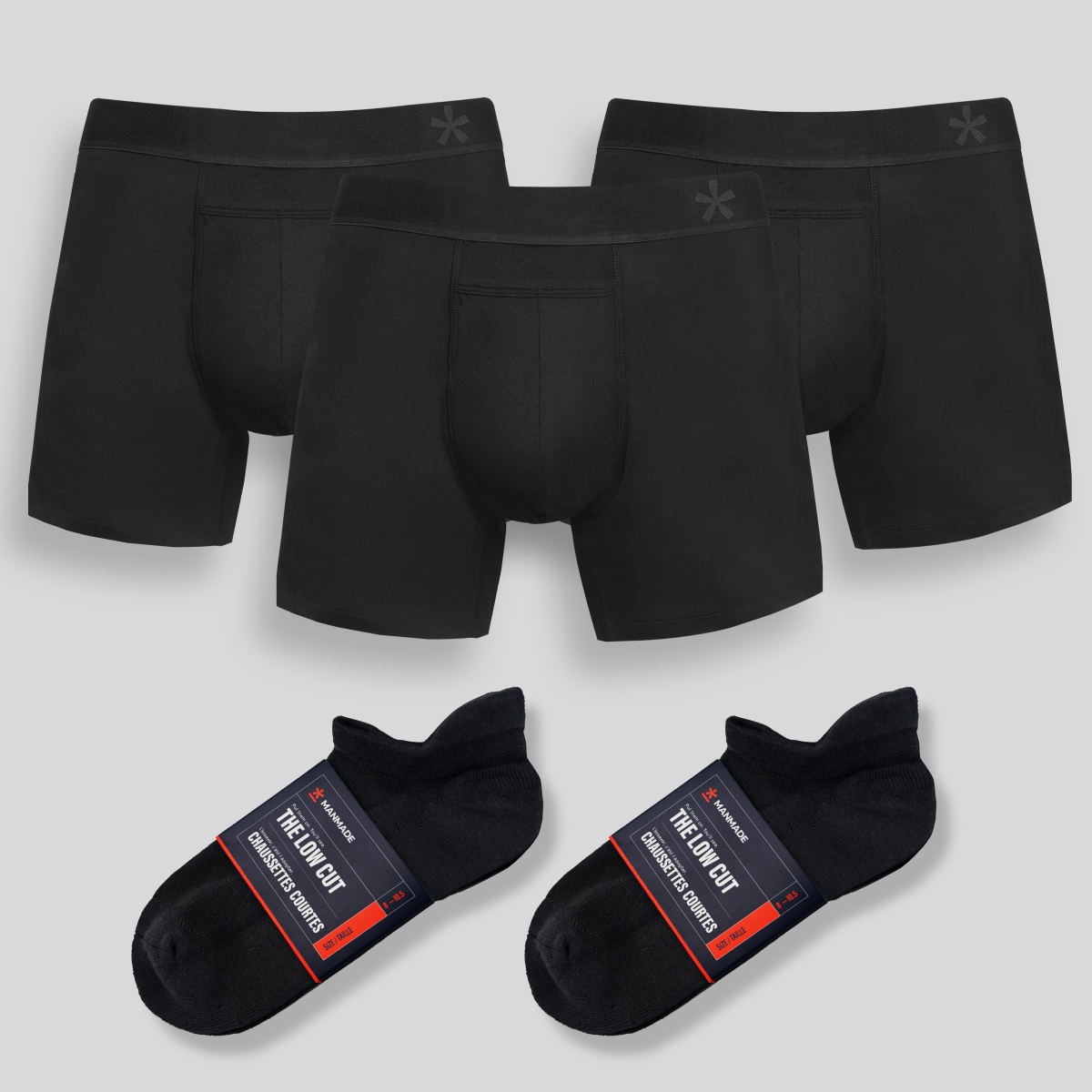 Boxers and Low Cuts Bundle - Low Cut / L / L / 2 Black Pairs