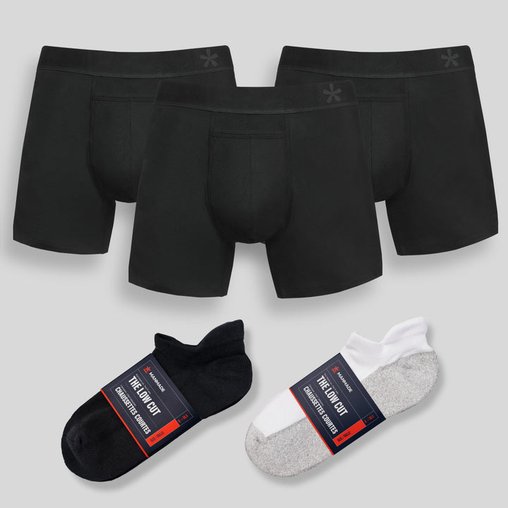 Set de Boxers y Calcetines - 1 Par Blanco + 1 Par Negro