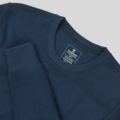 Blue Manmade crewneck sweatshirt collar and fabric detail